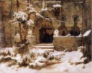 Carl Friedrich Lessing Monastery Courtyard in the Snow china oil painting reproduction